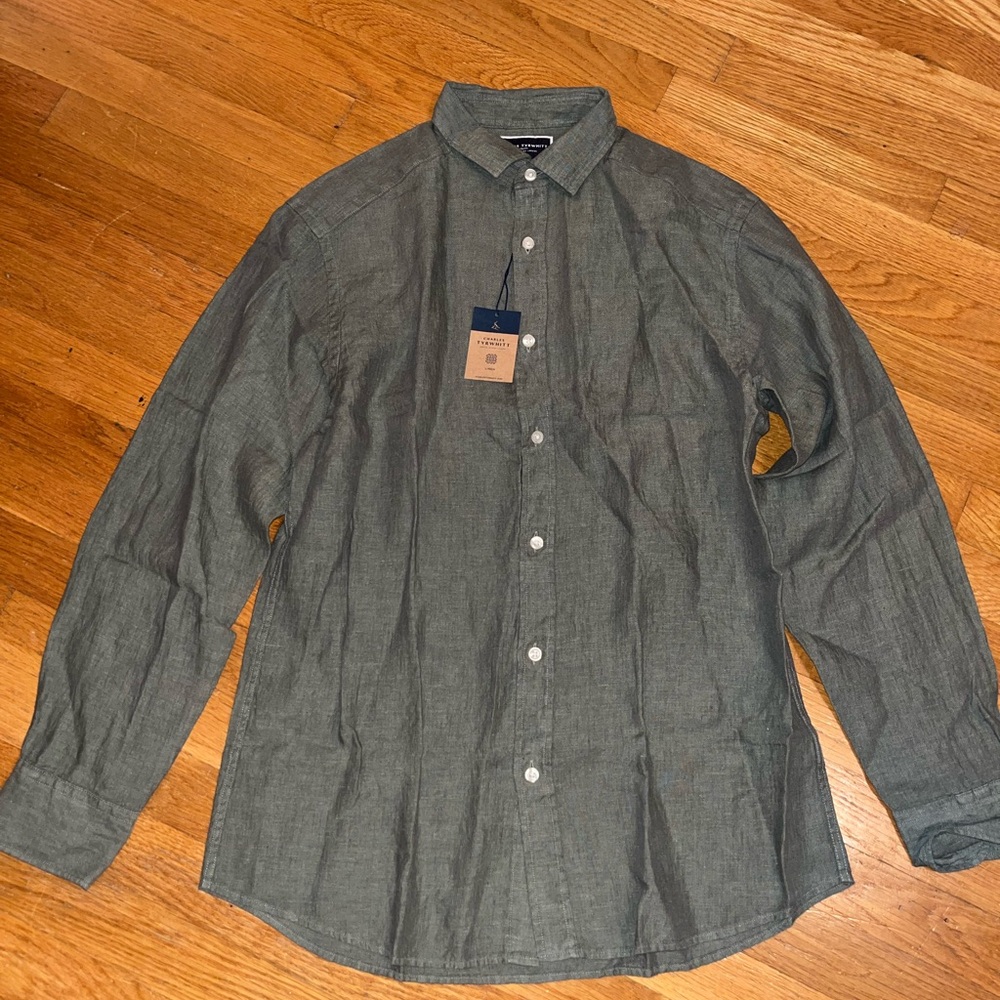 Charles Tyrwhitt Olive Casual Button-Down Shirt